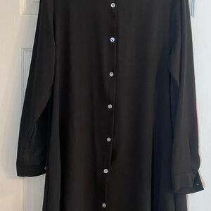 Classic Black Button-Up Shirt Dress